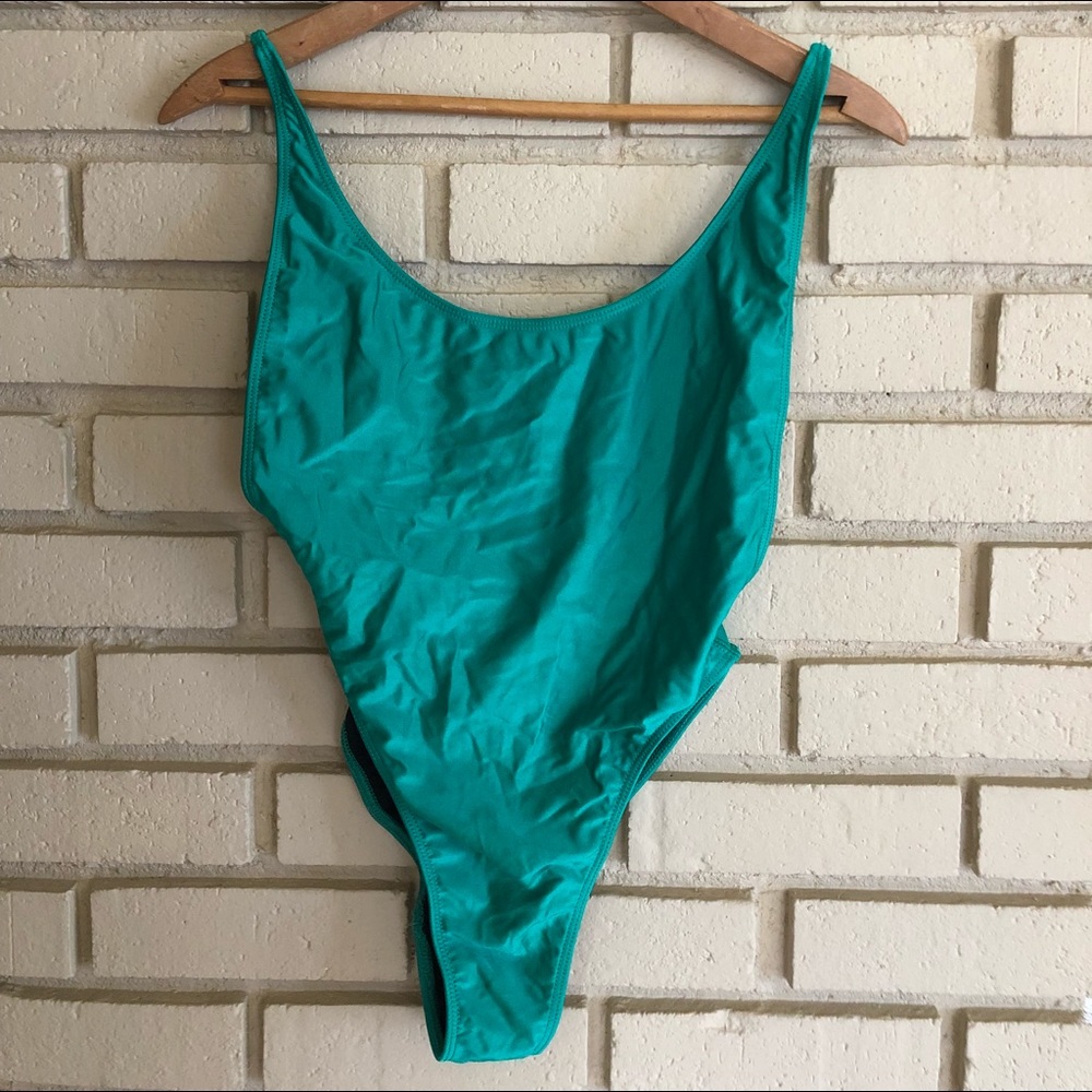 American apparel tricot one piece greenish teal